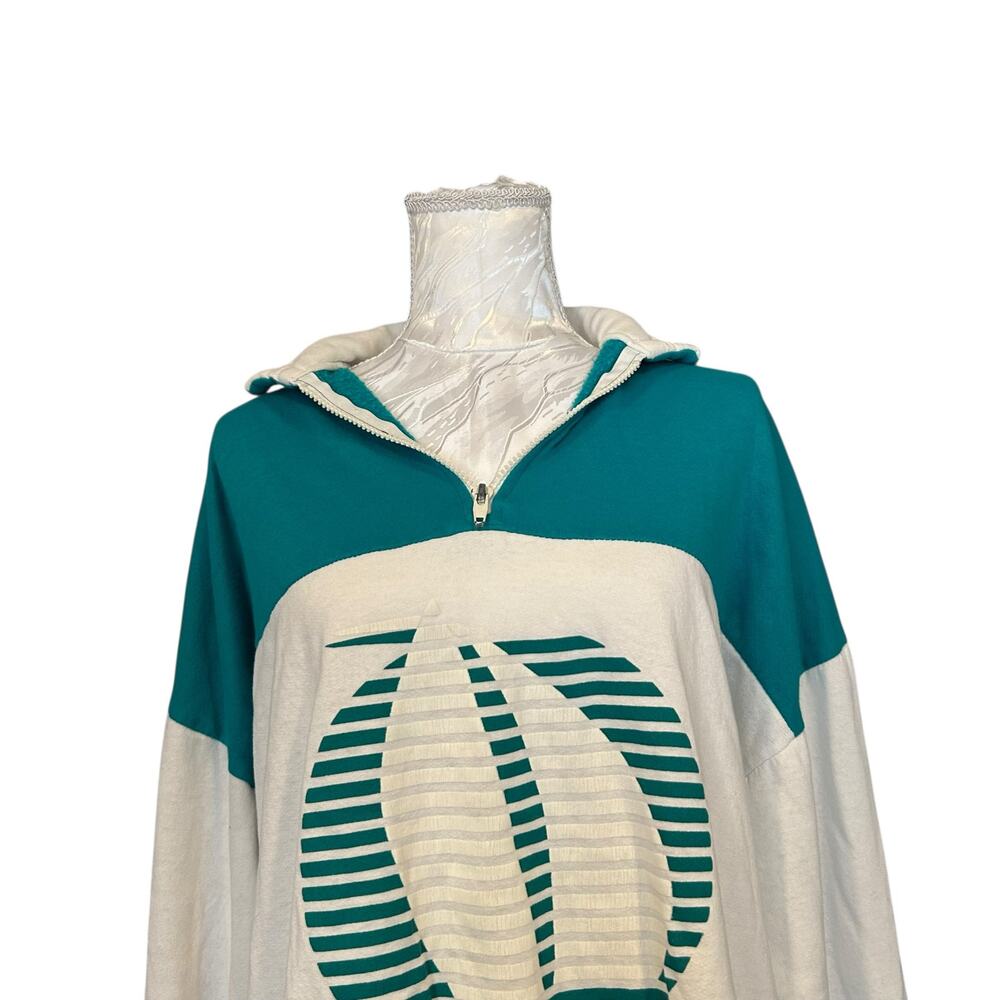 Vintage 80s Green Gray Quarter Zip Top Sz L - Picture 5 of 12
